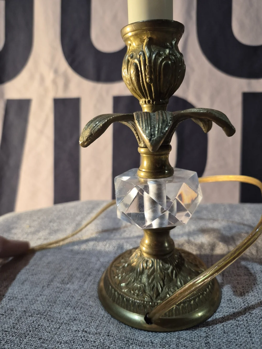 Brass and Crystal Table Lamp  - Gold Accent